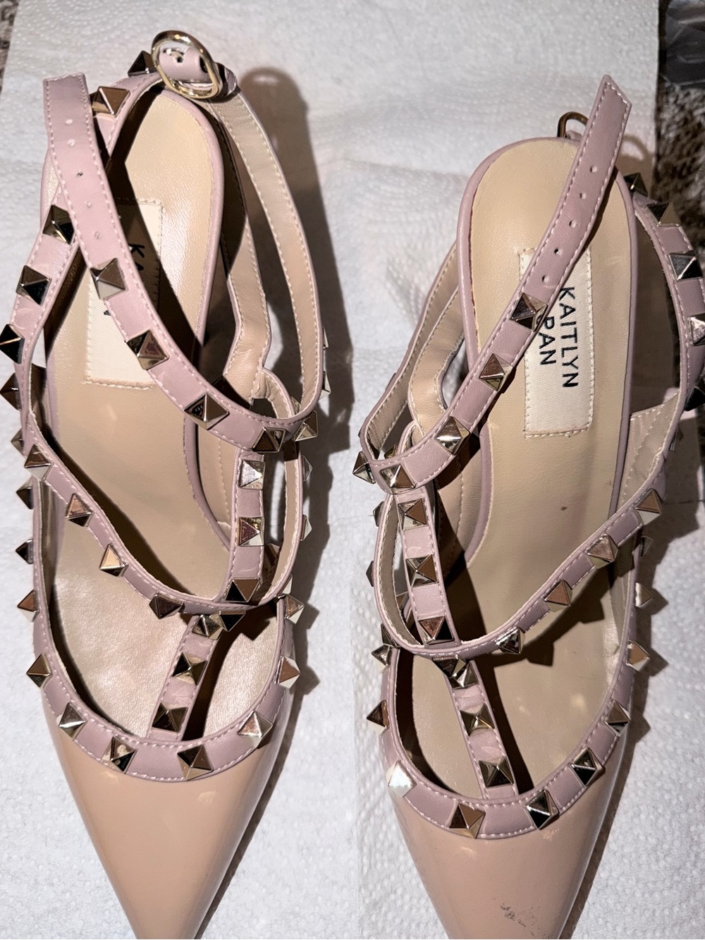 Kaitlyn Blush Pink Studded Pointed Heels
